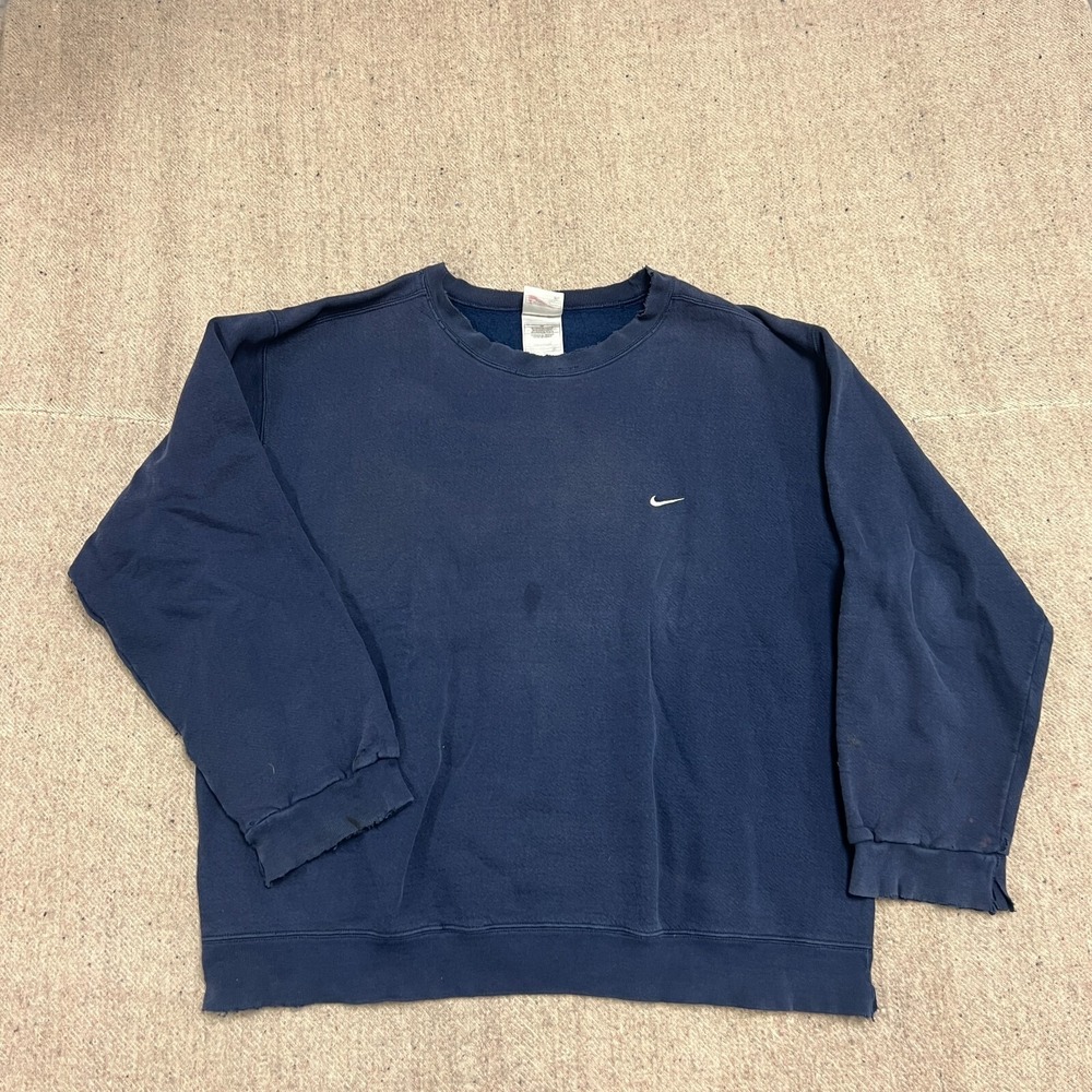 Vintage Nike Sweatshirt Mens XL Blue 1990s Check Swoosh Distressed‎